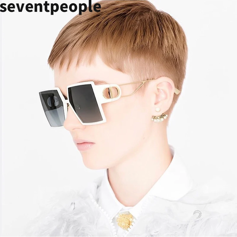 2020 модные квадратные солнцезащитные очки большого размера женские двойные D