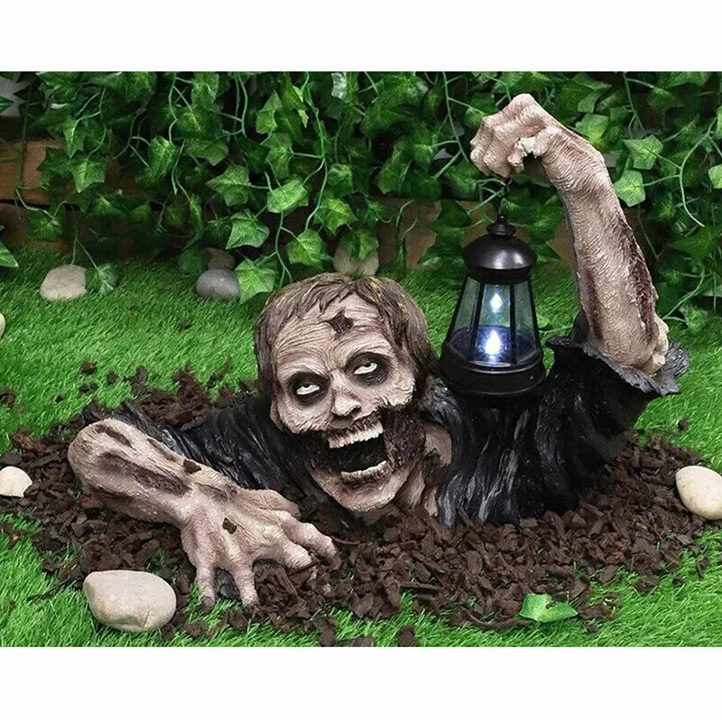 

Garden decoration horror sculpture Halloween Ghost Festival zombie lantern resin crafts ornaments