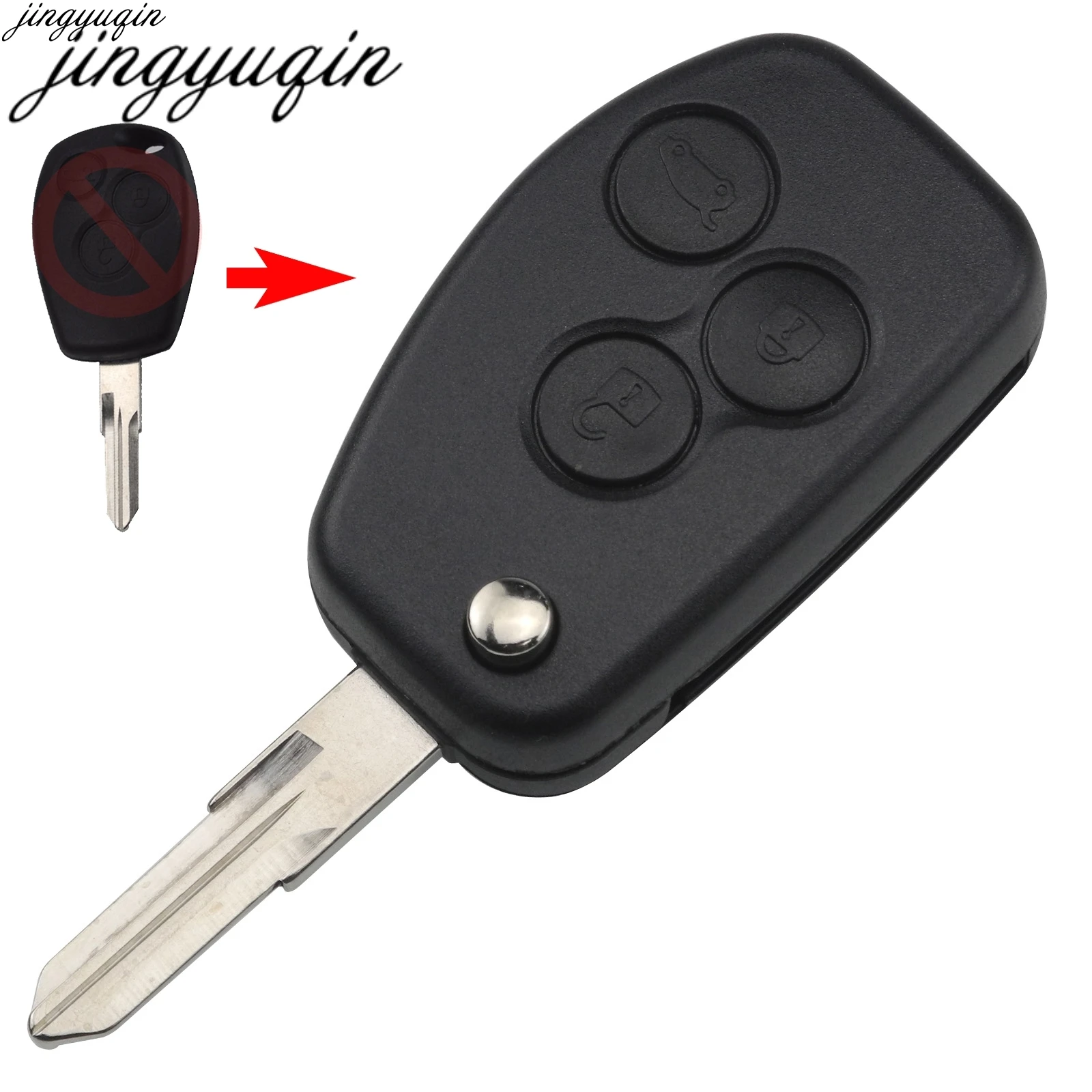 

Jingyuqin 10pcs/lot 3 Buttons Modified Car Key Shell For Renault Kangoo Clio DACIA Logan Sandero Remote Key Case Fob