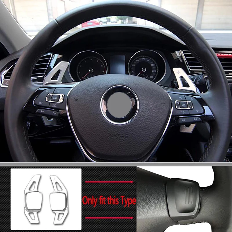 

For VW Arteon Sharan Tiguan L Tharu Steering Wheel Shift Paddle Extension Silver 2Pcs