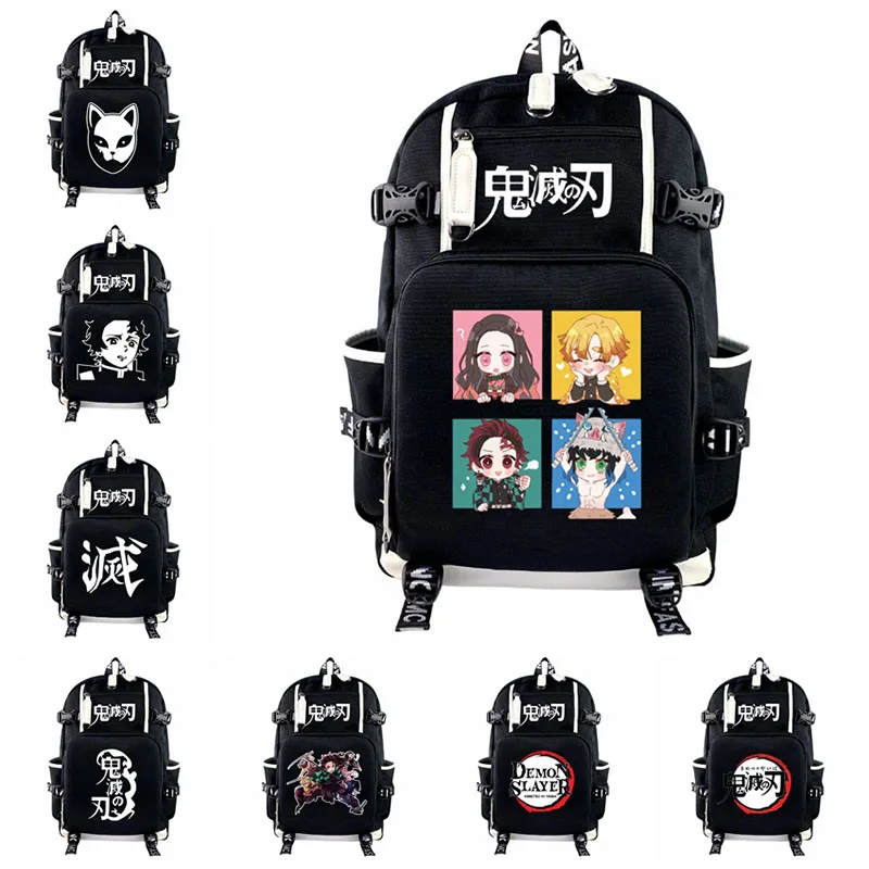 Bolsa para Portátil Anime Demônio Slayer Mochila Teenages Kamado Tanjirou Masculino Feminino Viagem Bagpacks Casual Adolescentes