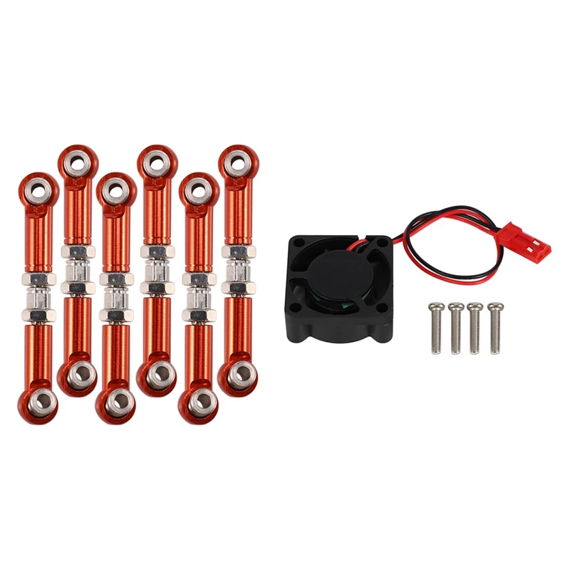 

6 шт. металлический стержень сервопривод для Wltoys A949 A959 A969 A979 K929 красный и 1 комплект 25x25x10 мм высокоскоростной бесщеточный охлаждающий вентил...