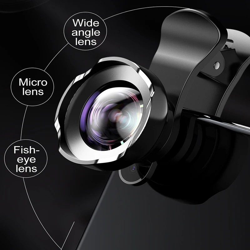 Baseus зум объектив для смартфона рыбий глаз широкоугольный Макро телескоп