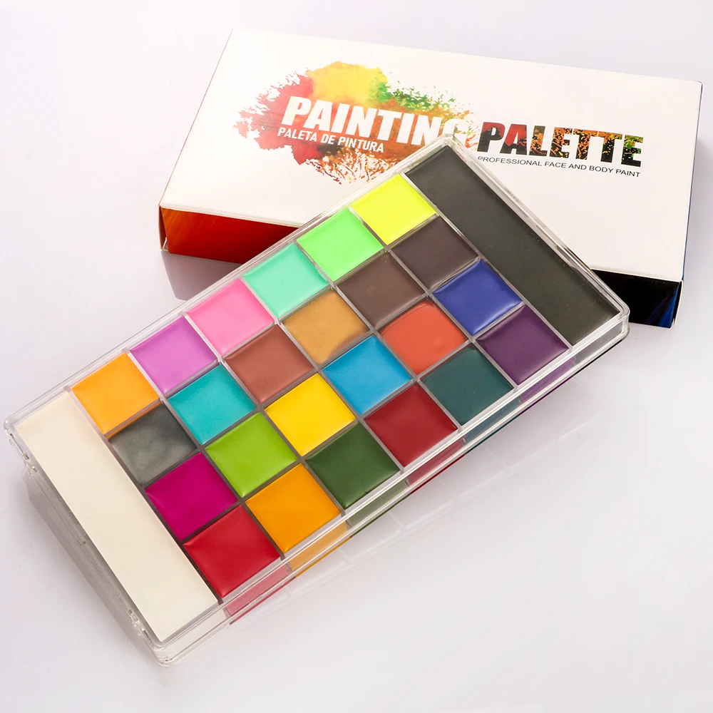 

2021 New Style 26 Colors Face Body Oil Safe Kids Flash Tattoo Painting Art Halloween Party Makeup Fancy Dress Beauty Palette