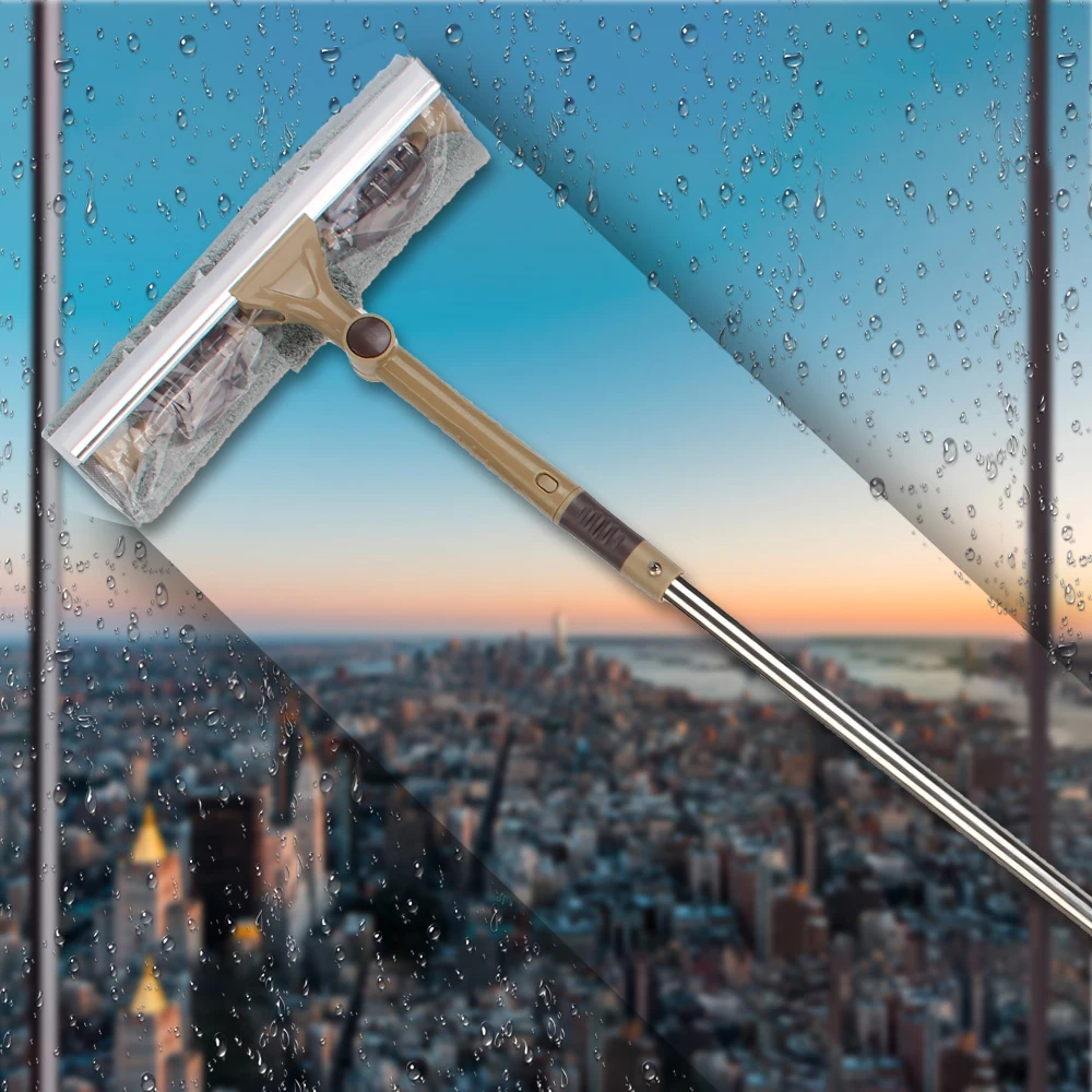 

Щетка с вращающейся головкой для домашней уборки, Швабра, скребок для мытья окон, двусторонний телескопический стержень, инструмент для мыт...