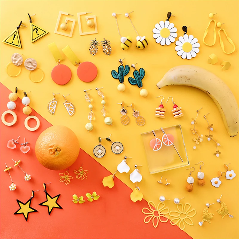 Милые свежие летние серьги женские оранжевые в форме сердца длинные