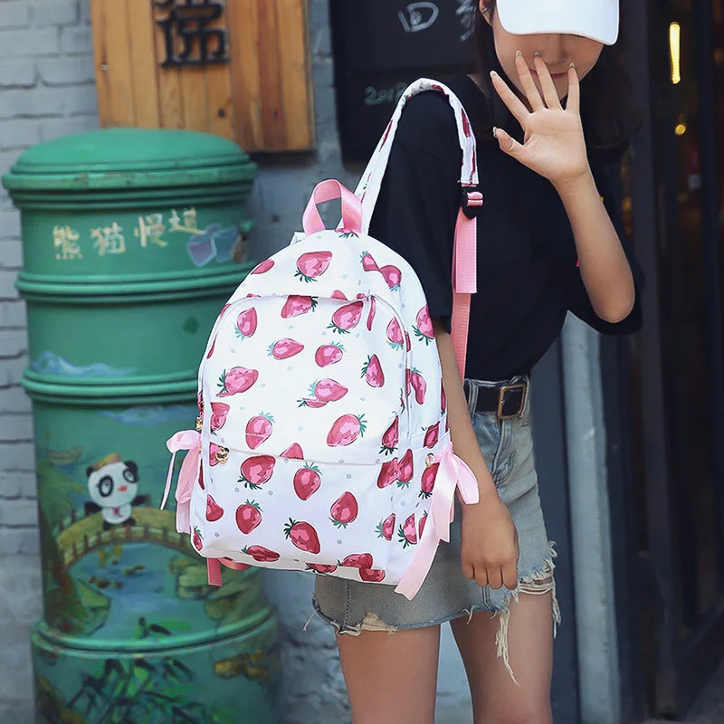 Женский рюкзак с клубничным принтом детские школьные сумки для