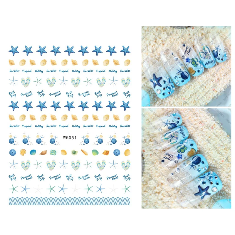 10PCS Bikini Manicure Stickers Summer Beach Coconut Starfish is Fresher  Beautify Nail Beauty