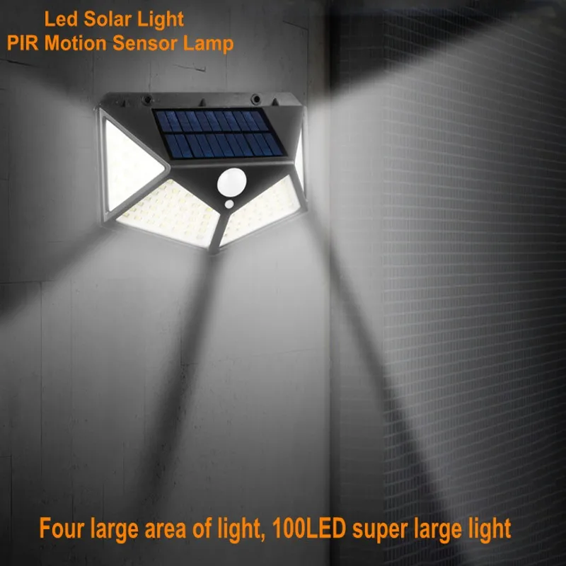 

LED Solar Light Motion Sensor IP65 Waterproof Sunlight Garden Decoration Street Light Solar Powered Lantern Wall Lamp 100LEDS