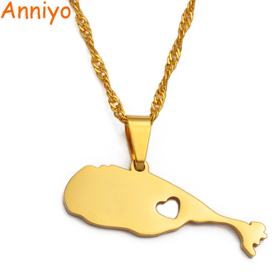 Ожерелье с подвеской в виде карты аннийо Федерации св. КИТС И невирас золотистые