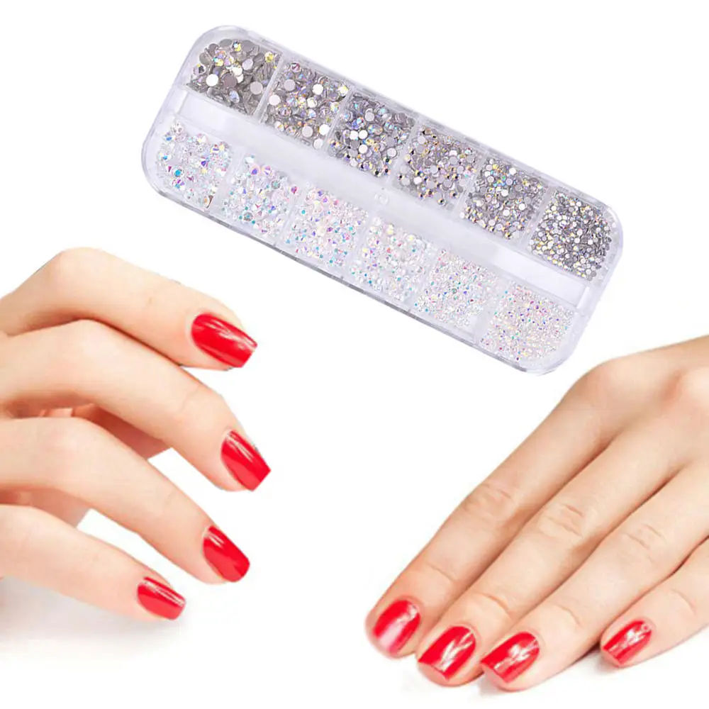 

1 Box Crystal Nail Art Rhinestones Flat Back Shiny Tips Decorations 3D DIY Nail Art Accessory Decor Manicure Tools