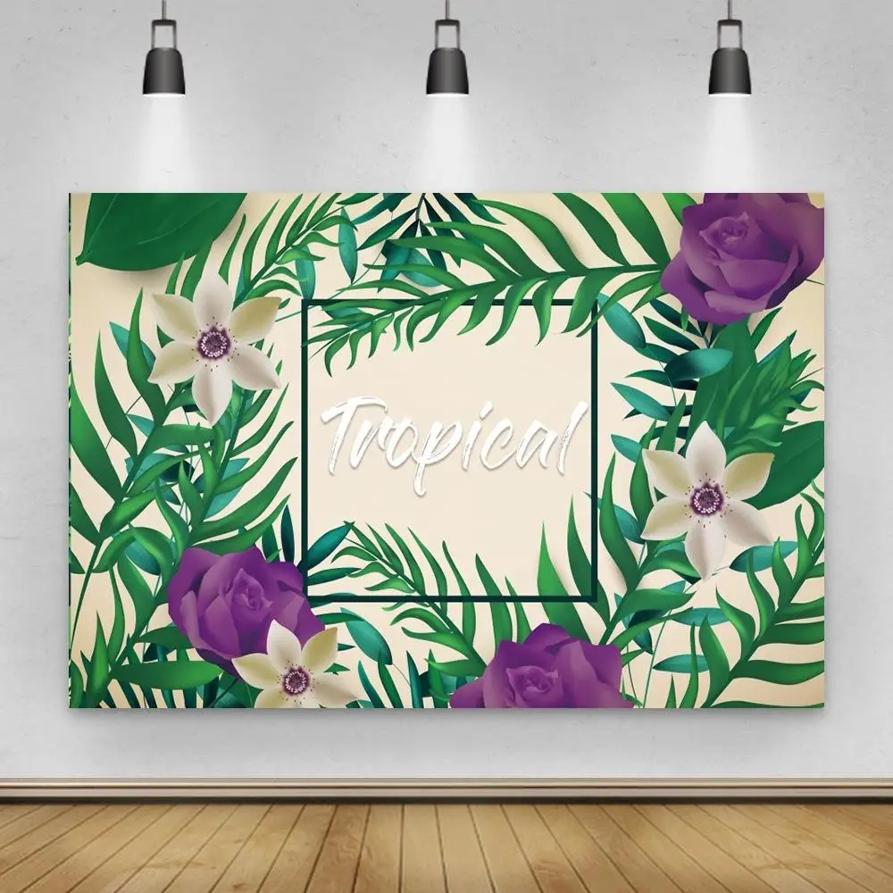 

Cartoon Jungle Party Tropical Photography Backdrops Summer Palms Tree Leaves Birthday Pattern Baby Portrait Photo Backgrounds