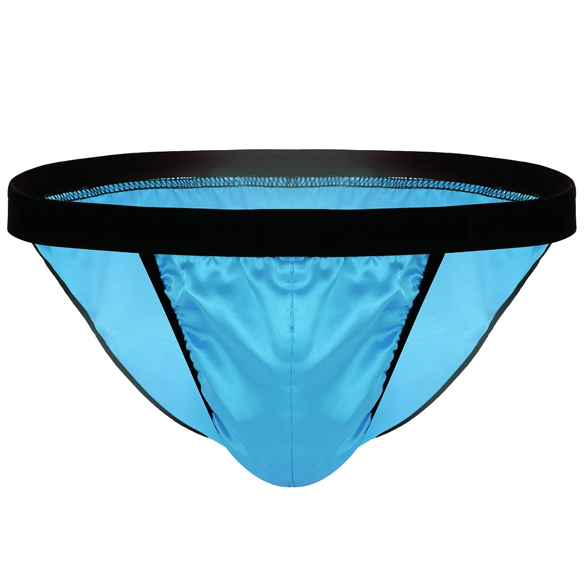 Light Blue Купальный костюм для геев, мужской Блестящий купальник, бикини, стринги, трусы, ткань, выпуклый мешочек, купальный костюм, низкая посадка, с высокой посадкой, нижнее белье, мужские трусы - Цвет: Light Blue