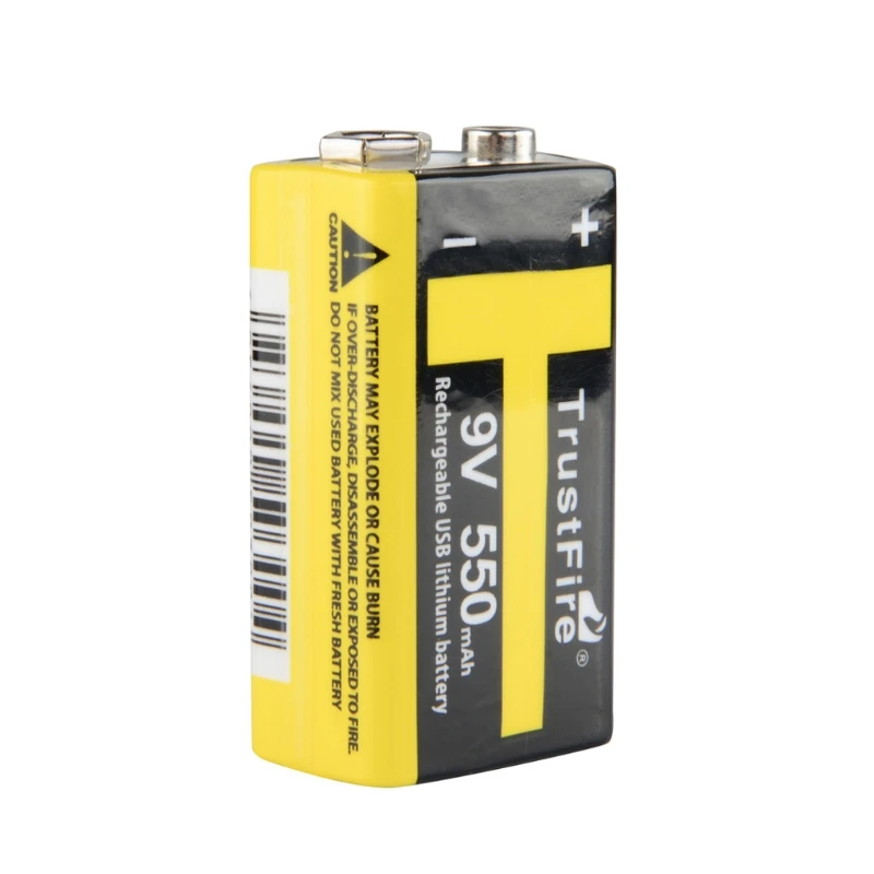 1Pc 9V 550mAh Rechargeable Lithium Battery USB Charge For Multimeter Microphone