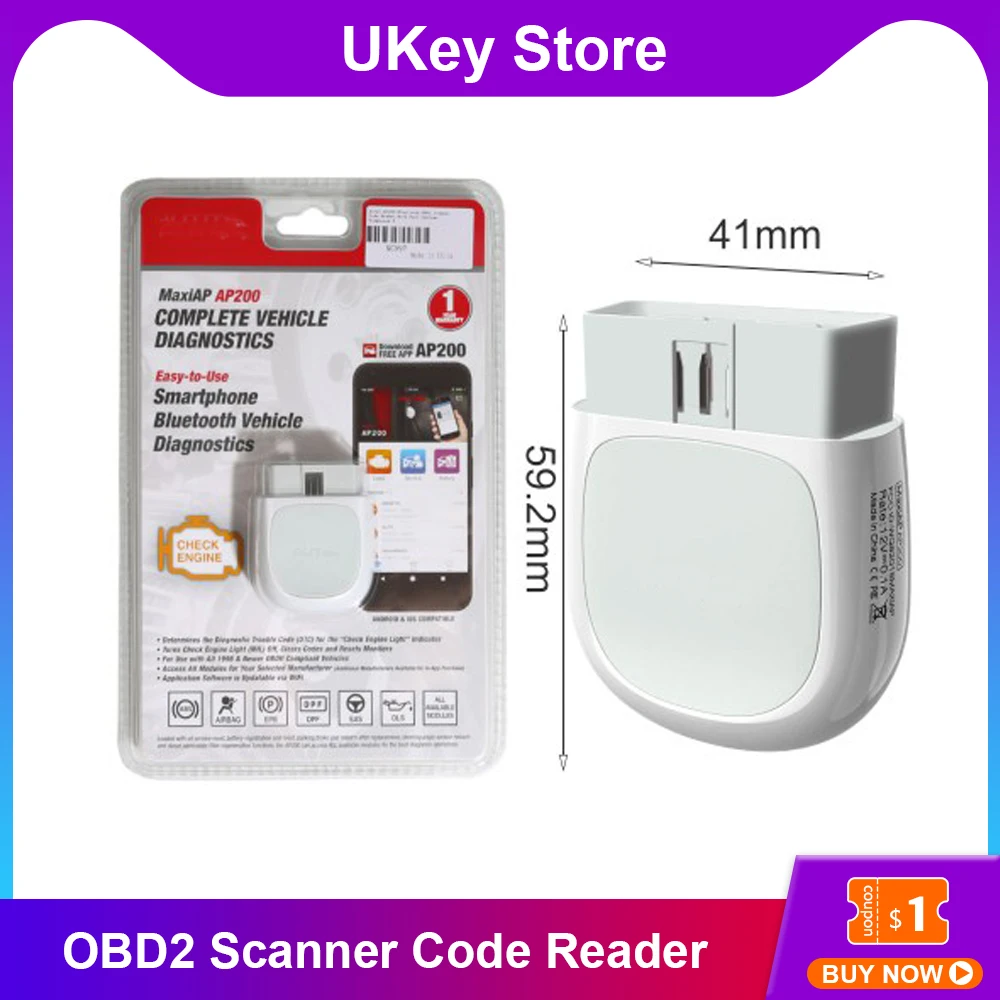 

AP200 Code Reader Car Scanners with Full System Diagnoses AutoVIN TPMS IMMO Service for Family DIYers MK808 Bluetooth-compatible