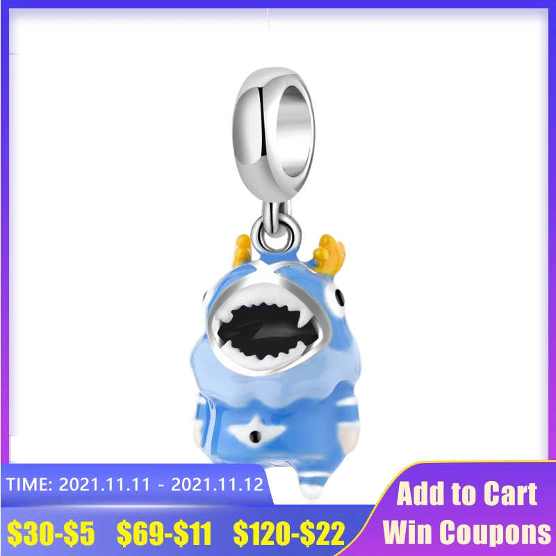 Подвеска для браслета из серебра 925 пробы с синей эмалью | Украшения и аксессуары