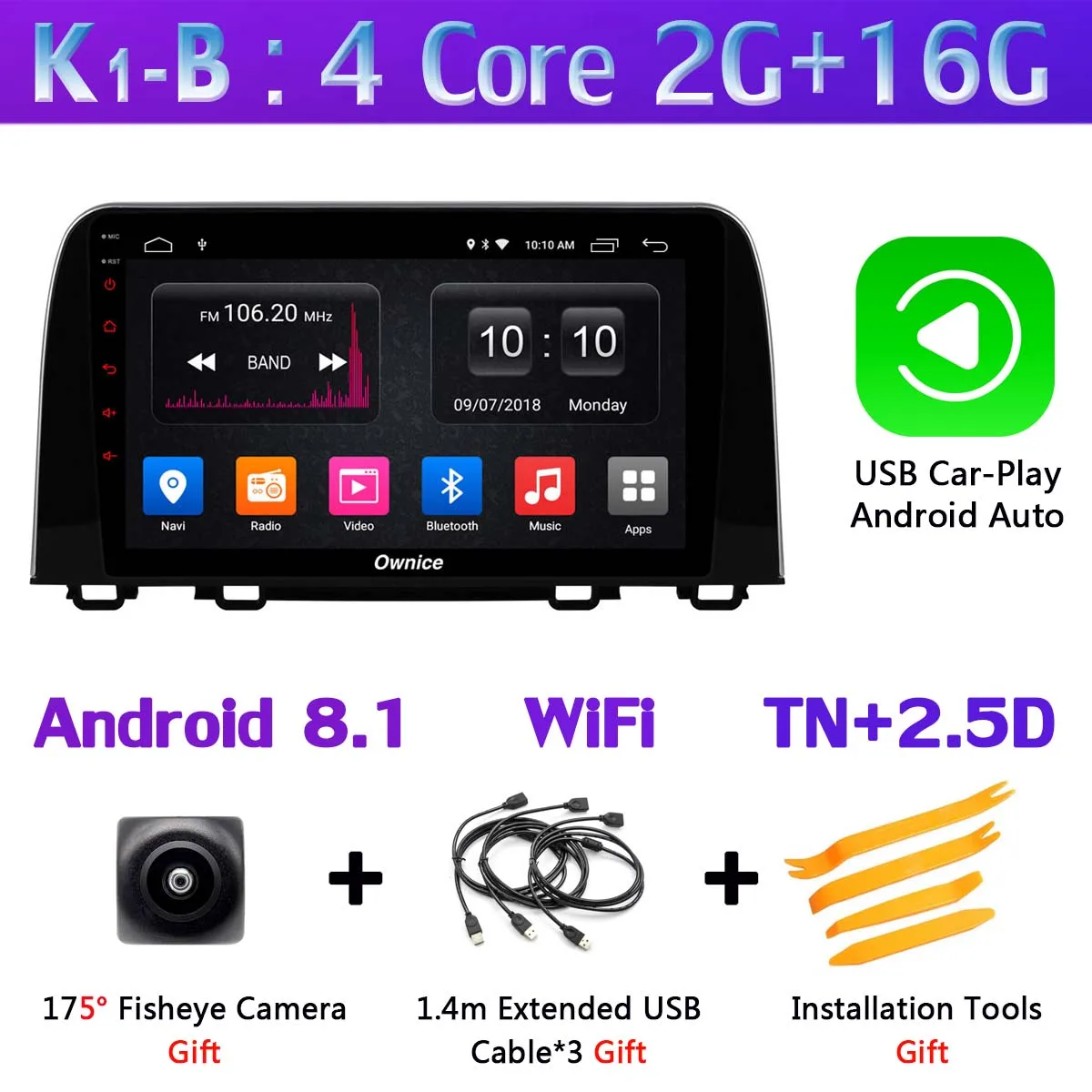 K1-B-CarPlay 360°4×DVR камера 1 Din камера Android 9,0 4G+ 64G SPDIF DSP CarPlay Автомобильный мультимедийный gps радио плеер для Honda CR-V CRV - Цвет: K1-B-CarPlay