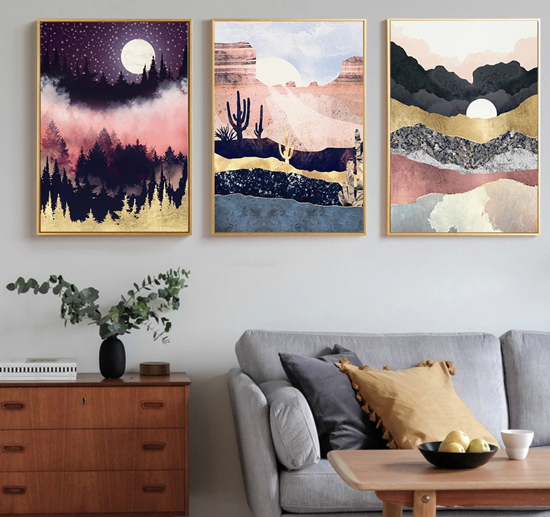 

Скандинавский модный постер настенный художественный принт Morandi цветная Картина на холсте абстрактный солнце и плато картины для девочки с...