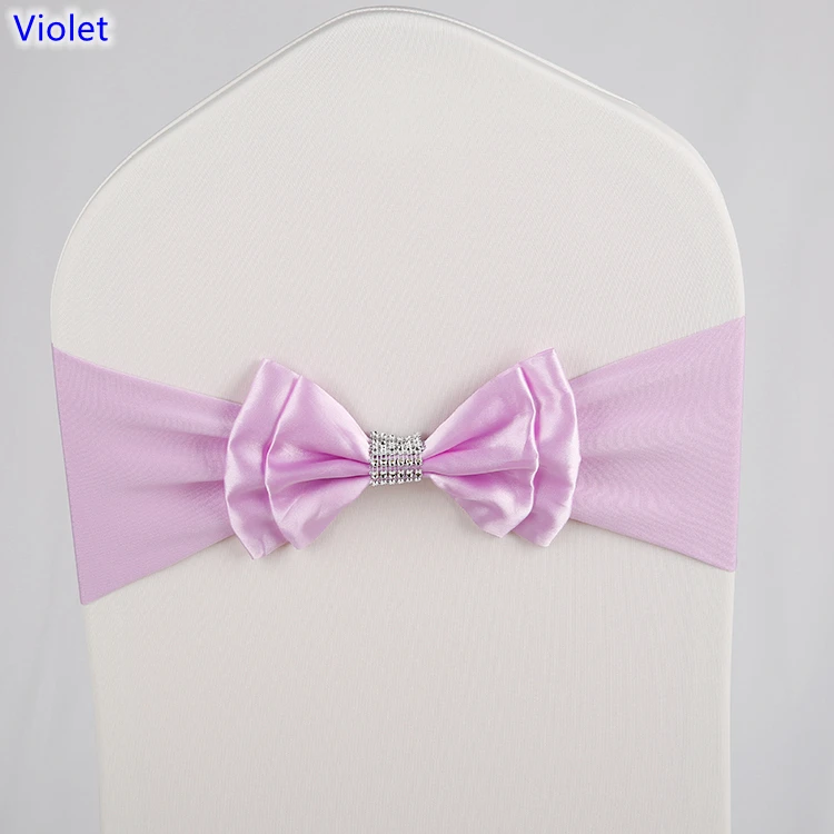 Атласная лента фиолетового цвета на стул спандексовый галстук бабочка лайкра