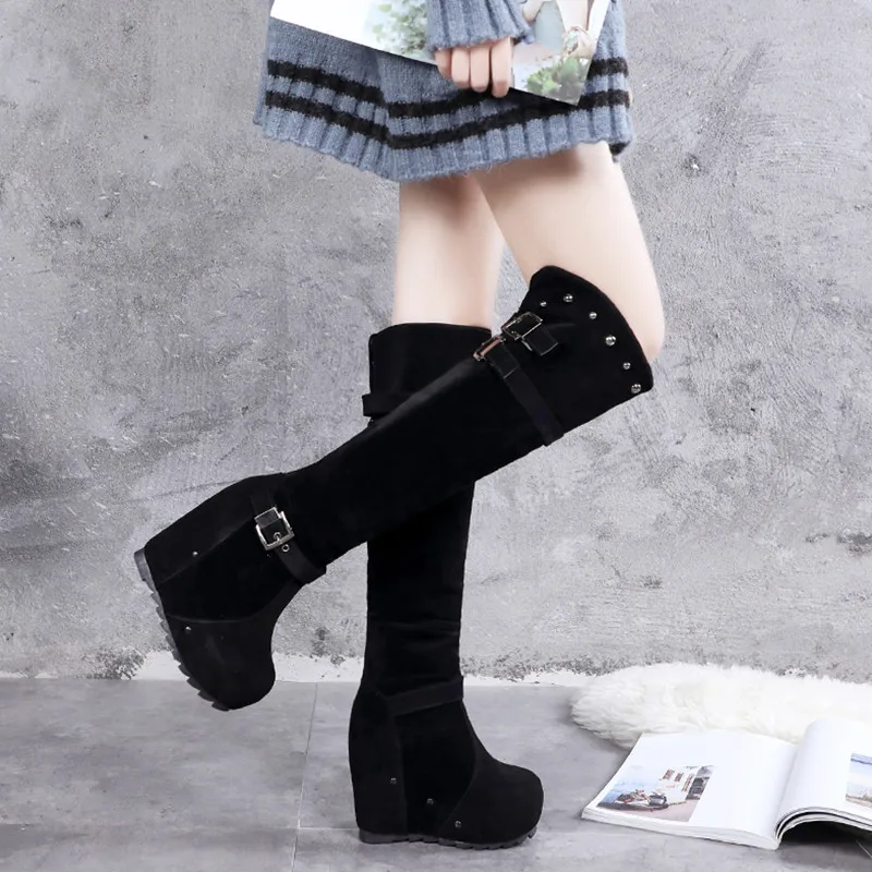 Сезон осень зима Бархатные теплые ботинки из искусственной кожи с перекрестными