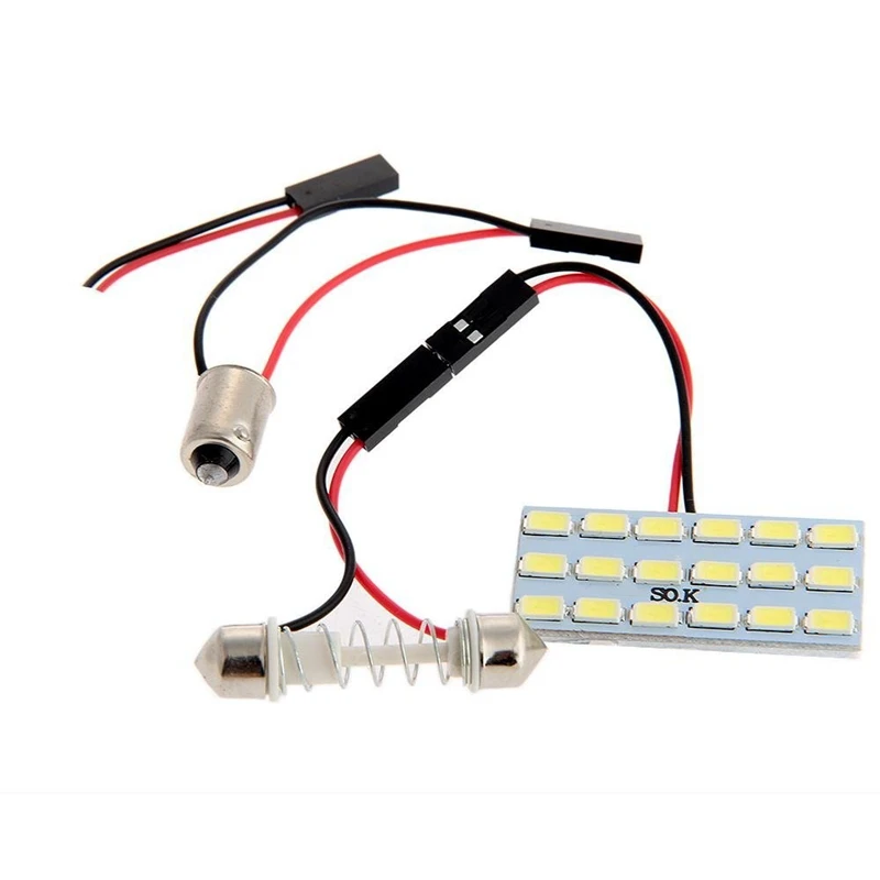 Автомобильный 18 5630 SMD светодиодный светильник + T10 / BA9S plafon версия 2W Белый |