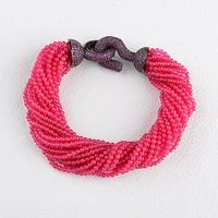 womens 8 5 20 strands 2mm fuchsia bracelet cz pave clasp