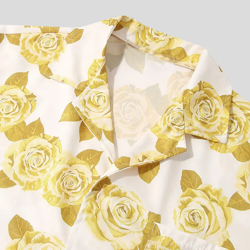 Мужской костюм с принтом рубашка воротником на пуговицах и короткими рукавами