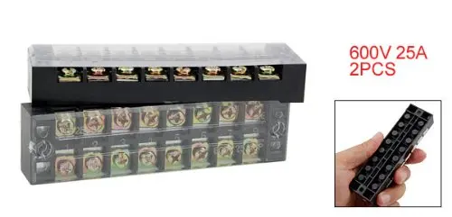 2 предмета 8 позиции двухрядные винт Крытый Терминал Барьер полосы 600V