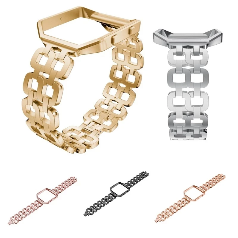 Браслет из нержавеющей стали ремешок для смарт-часов с металлической рамкой Fitbit