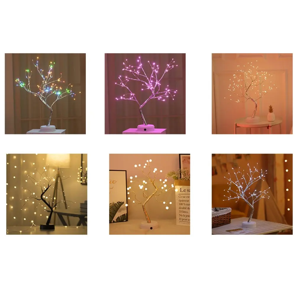 

Tree Light Touch Switch Pearl Starry Night Light Touch Switch Home Holiday Bedroom Indoor Kids Bar Decoration Fairy Light