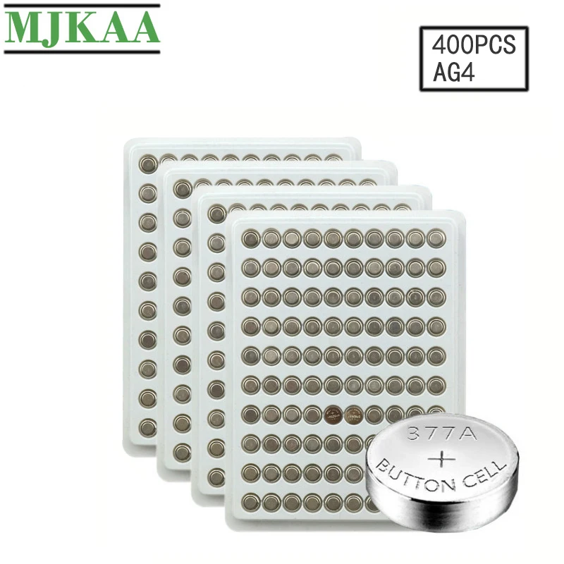 

MJKAA 400 шт AG4 кнопочный аккумулятор 377 LR626 SR626SW 1,55 V щелочные батареи для монет для часов игрушки