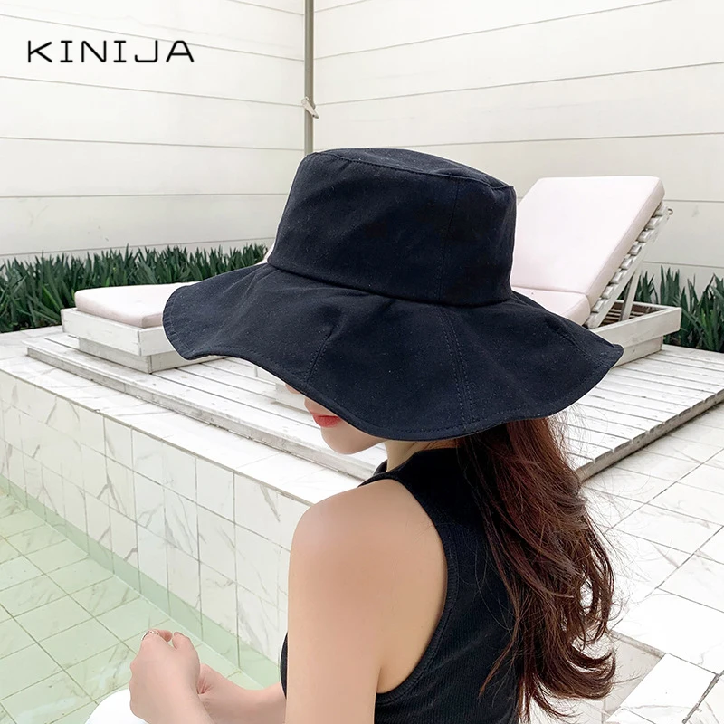 Женская летняя Солнцезащитная шляпа с большими полями для отдыха в рыбацком