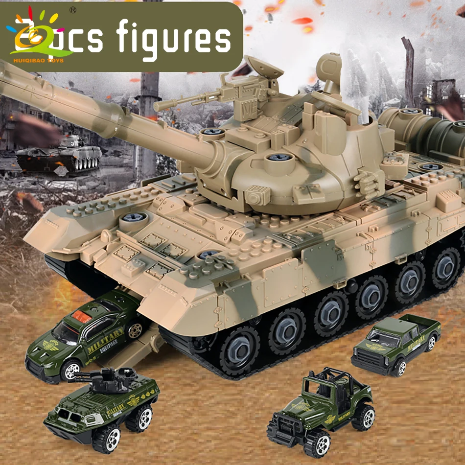 

HUIQIBAO Screw Nut Military Tank Assembly Screwing Blocks with Tools Compatble Figures Building Construction Toys for Children