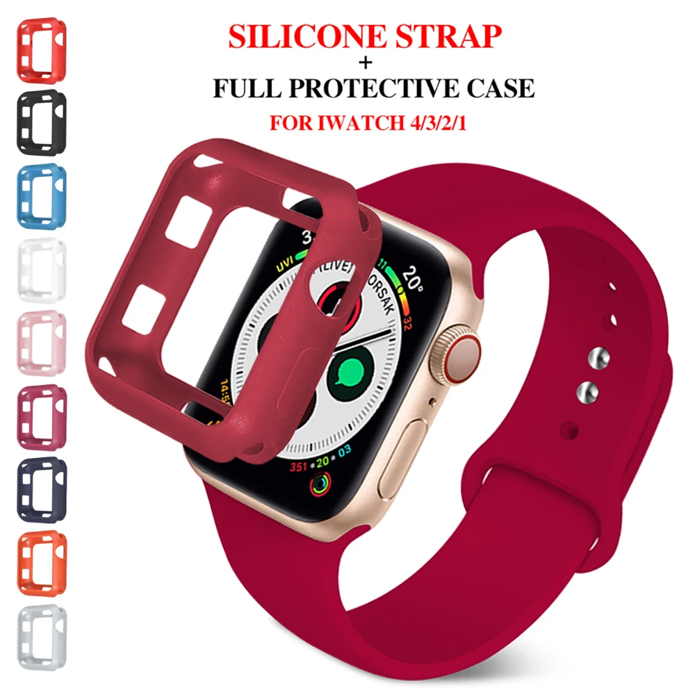 Мягкий силиконовый чехол для Apple Watch 3 2 1 42 мм 38 мм полная защитная оболочка для iWatch 4 5 40 мм 44 мм бампер для часов