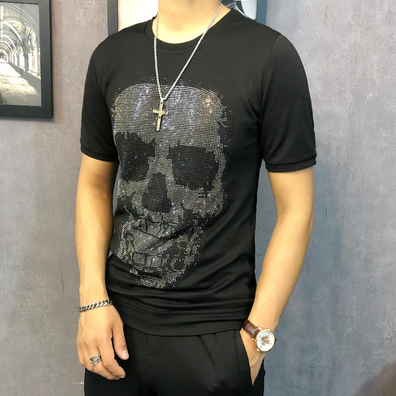 

Summer men's high-quality sportswear set with diamonds and 5 pants+slim T-shirt 2-piece set