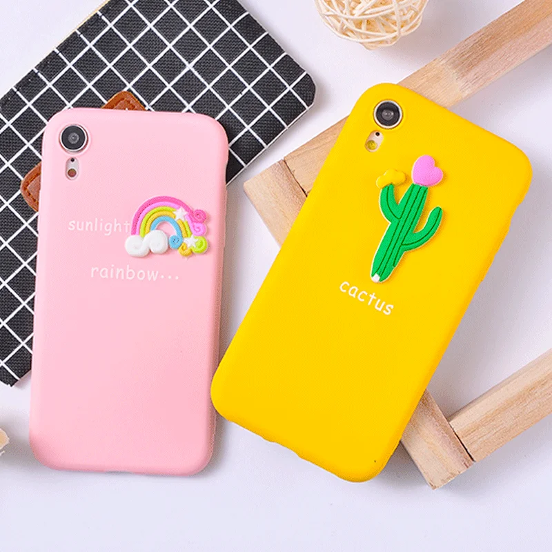 Милый 3D радужный мультяшный чехол для телефона iPhone 11 Pro Max X XS MAX XR 6 6s 7 8 Plus чехлы