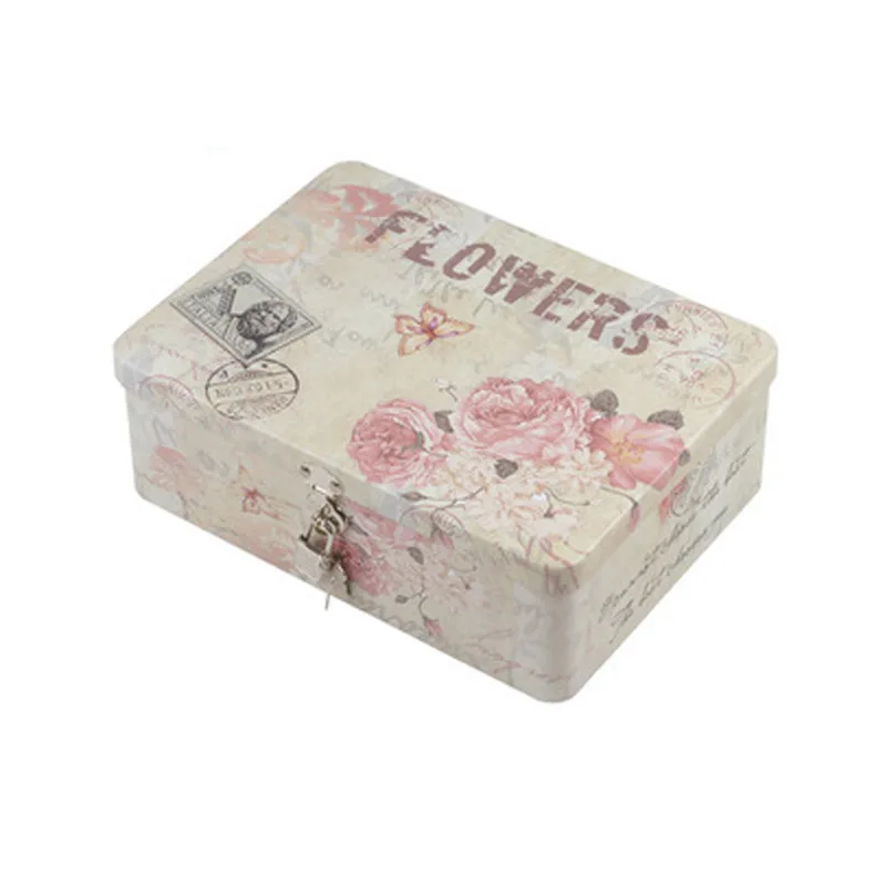 Жестяная коробка с замком маленькая для хранения железный чехол косметики