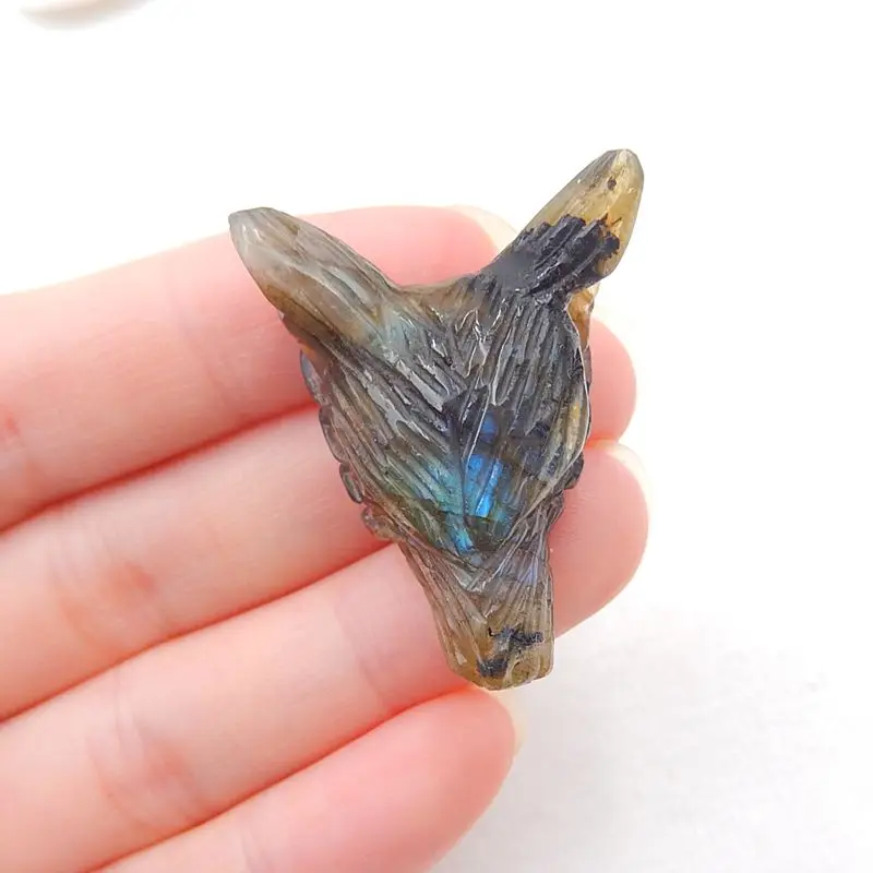 Ручная работа лабрадорит резная подвеска в виде волчьей головы бисер 35x27x13 мм 11 г |