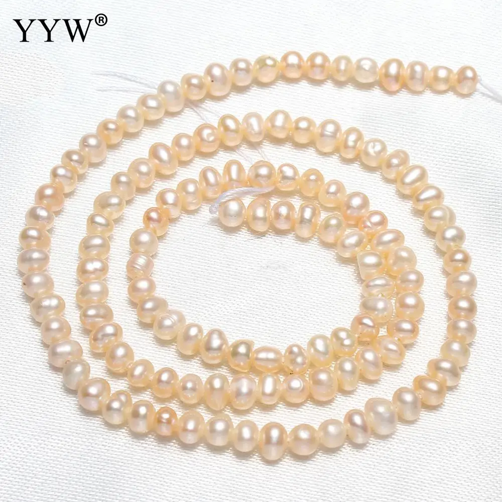 

3-4mm Pink Natural Baroque Freshwater Pearl Beads Jewelry Pearls Diy Making Necklace Bracelet Earrings Findings 0.8mm 15.7 Inch