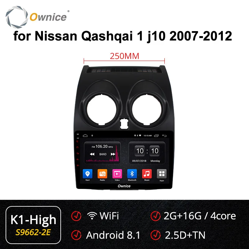 S9662-2 K1-High Ownice Octa Core Android 9,0 Автомобиль Радио Стерео K3 K5 K6 для Nissan Qashqai 2007 2009 2010 2011 2012 dvd gps плеер 64G 4 аппарат не привязан к оператору сотовой связи - Цвет: S9662-2 K1-High
