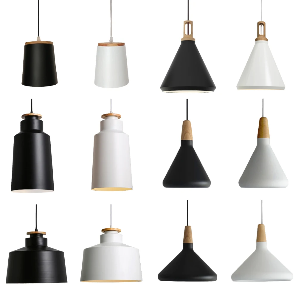 Минималистский E27 подвесные светильники Лофт-лампа Деревянный алюминиевый