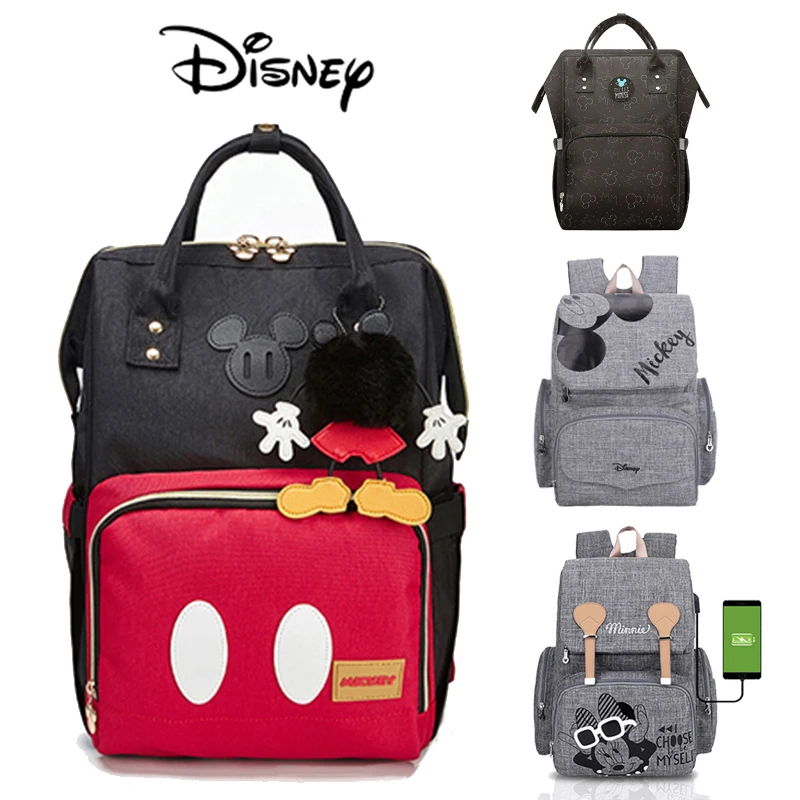 

Disney Diaper Bag Baby Backpack Waterproof Mommy Bag Mommy Maternity Travel Backpack 2021Nappy Bag Large Capacity USB Hooks Free