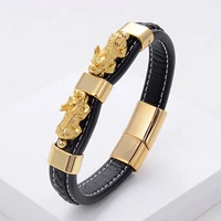 mens feng shui bracelet charm woven leather rope chain colorful pixiu guard bracelet for health wealth and luck jewelry