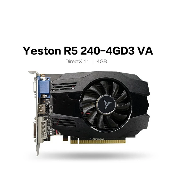 Видеокарта Yeston R5 240-4G D3 VA видеокарта DirectX 11 4 ГБ/64 бит 133 Гц 2 фазы низкое