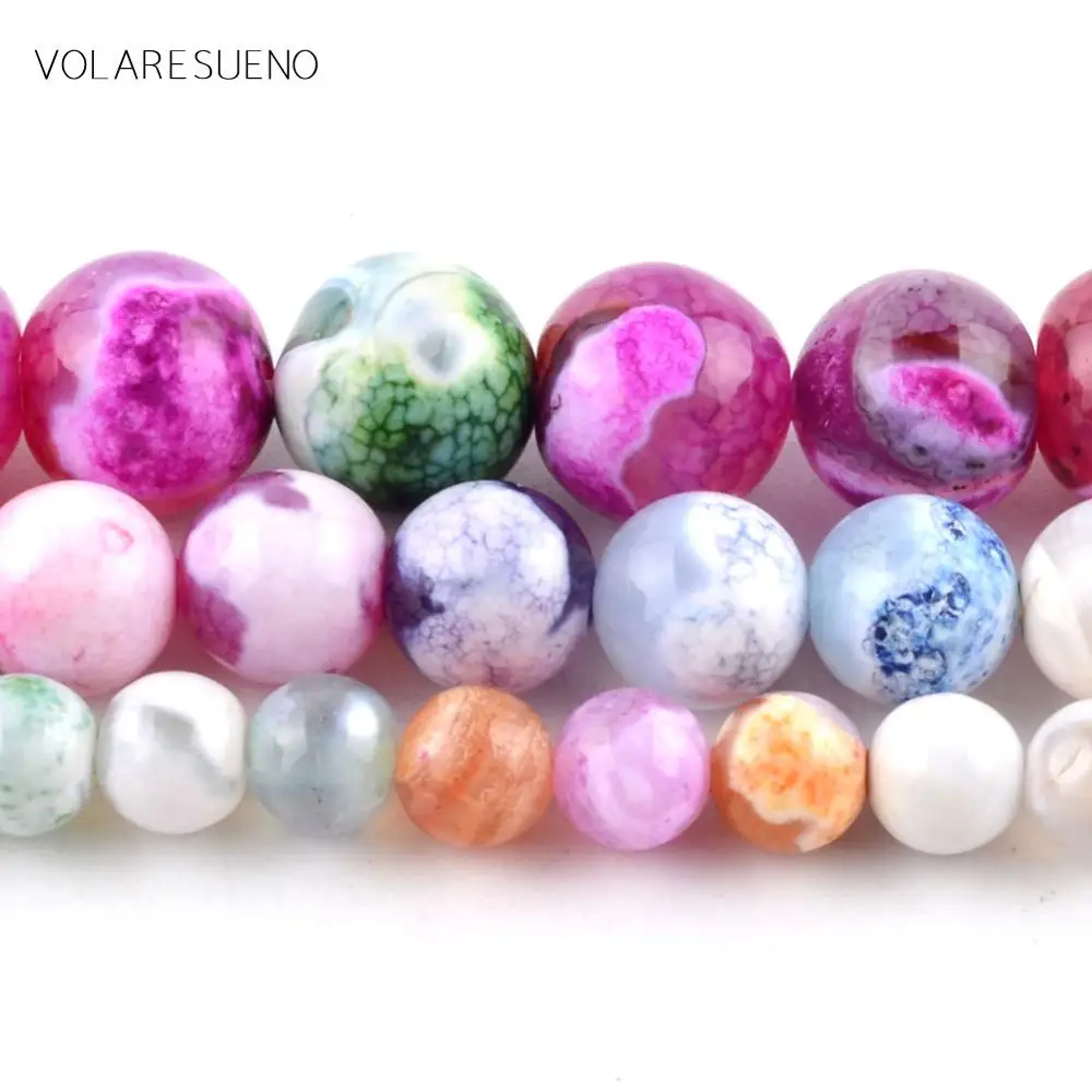 Natural Colorful Fire Agates Stone Round Beads Spacer Loose For Jewelry Making 6-10mm Diy Bracelets Jewelley Wholasale 15&quot | Украшения