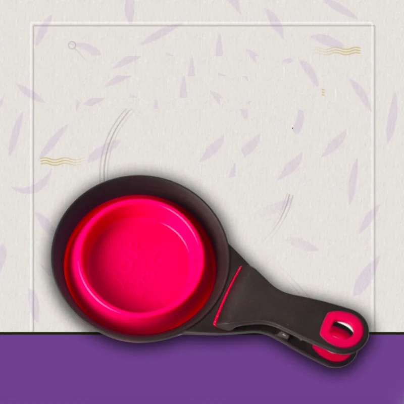 Pet Забавный Еда ложка для кормления складной клип уплотнения мерная чашки миска