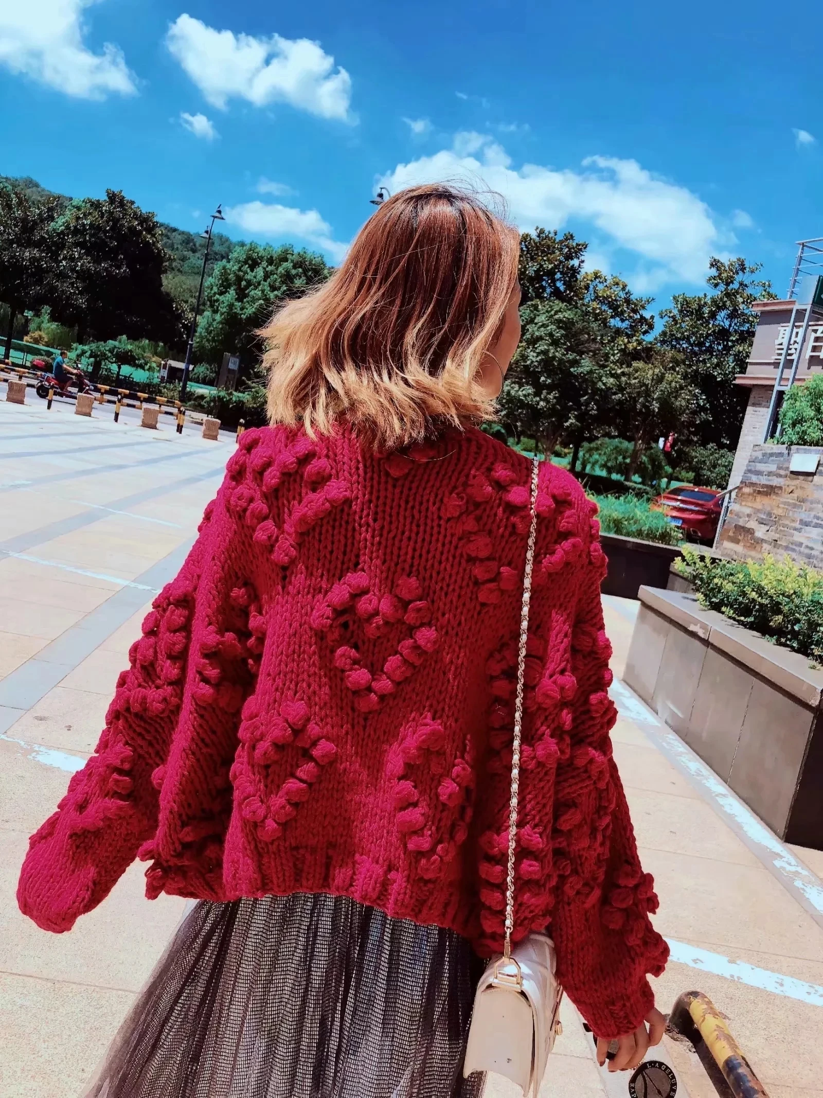 Withered sweaters women fashion blogger vintage hand knitted o-neck oversize love Jacquard weave thick pullovers sweaters women