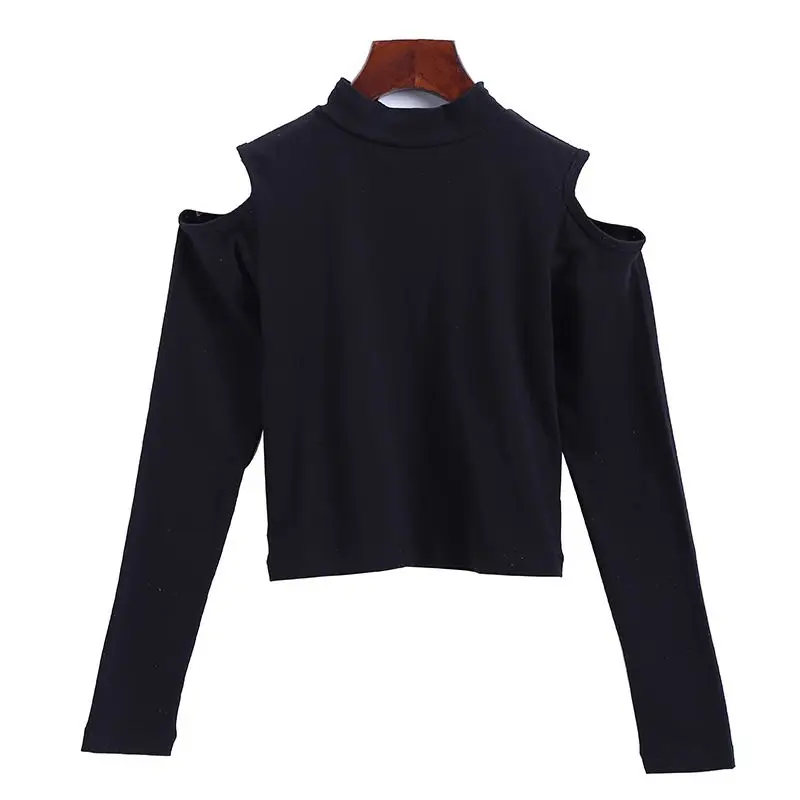 Женский укороченный топ с высоким воротником однотонная Облегающая водолазка