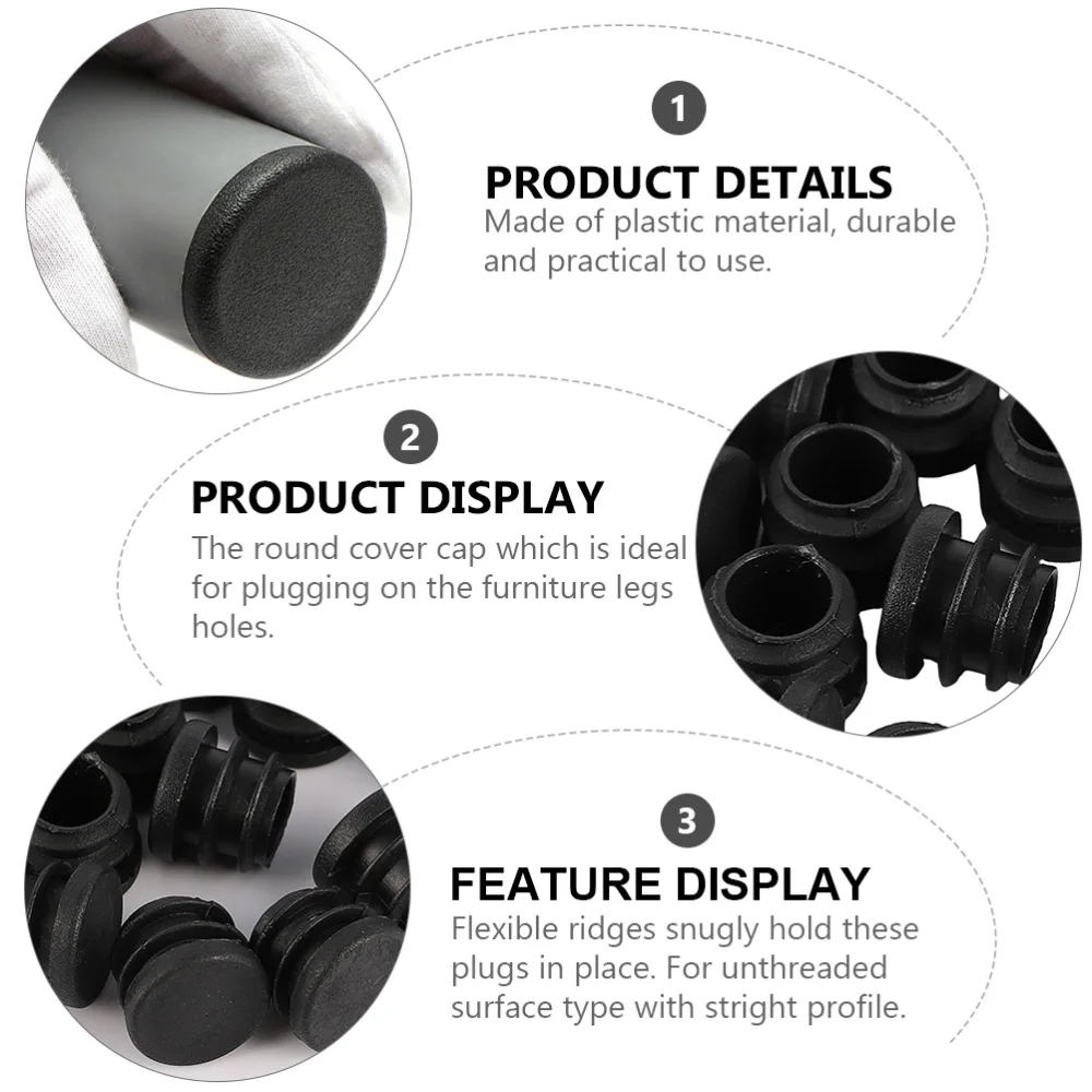 

1 Bag 100pcs Round Plugs Plugs Tube Plugs Pipe Tubing Eng Caps (Black)