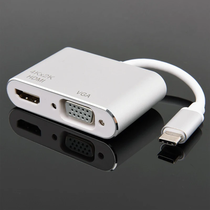 USB C концентратор типа к HDMI VGA адаптер конвертер 4K Thunderbolt 3 для ноутбука Google Chromebook